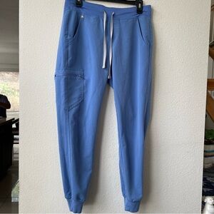 Figs sky blue pocket scrub pants with drawstring technical collection